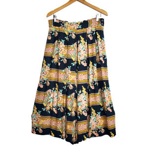 Vintage 90s Ms Interpret Womens Pants Wide Leg Crop High Rise Floral Pleated 12